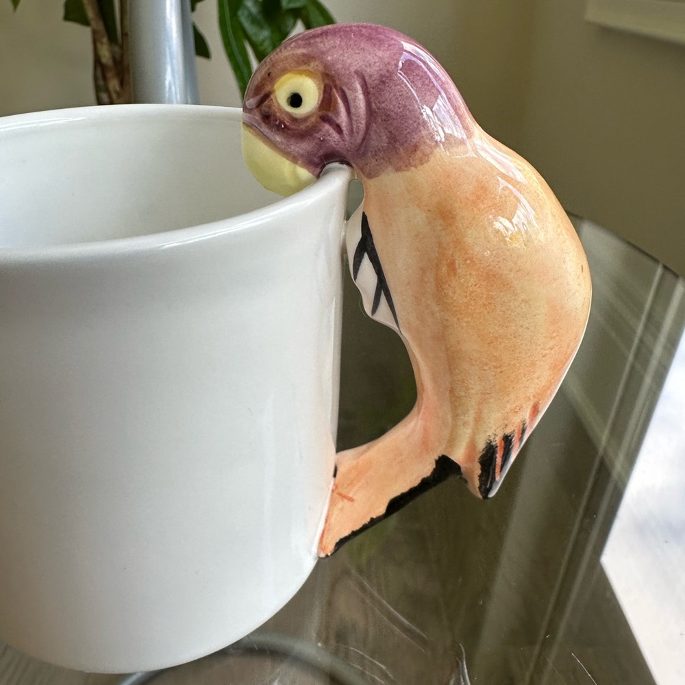 Parrot Handle White Mug